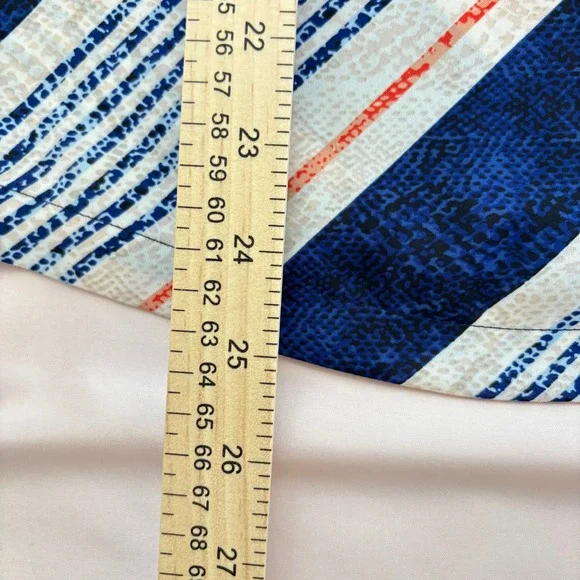 Laundry Shelli Segal Navy Nautical Stripe Edgy Grommet Lace Up V-Neck Blouse S - Picture 5 of 9